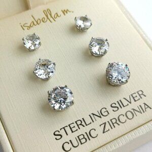 CZ cubic zirconia sterling silver stud earrings set 🆕